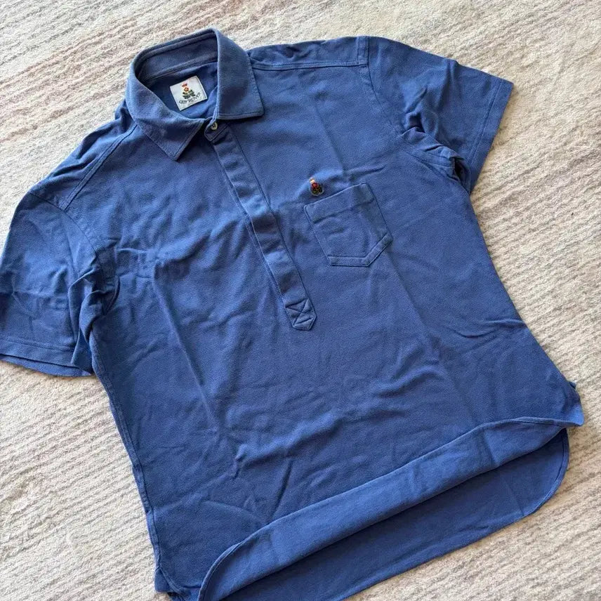 [BUNJANG] 기로버 가먼트다이드 코튼 피케 티셔츠 블루 italy made / 기로버 가먼트다이드 코튼 피케 티셔츠 블루 italy made