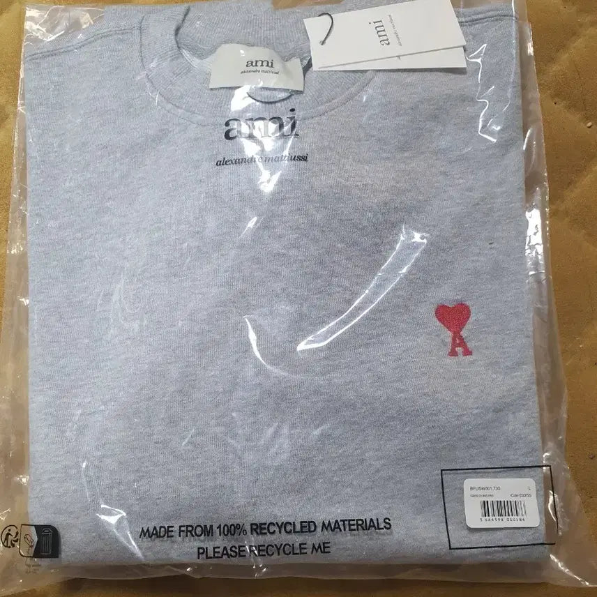 [BUNJANG] Ami Small Heart Logo Sweatshirt Gray L / 아미 스몰 하트 로고 맨투맨 그레이L