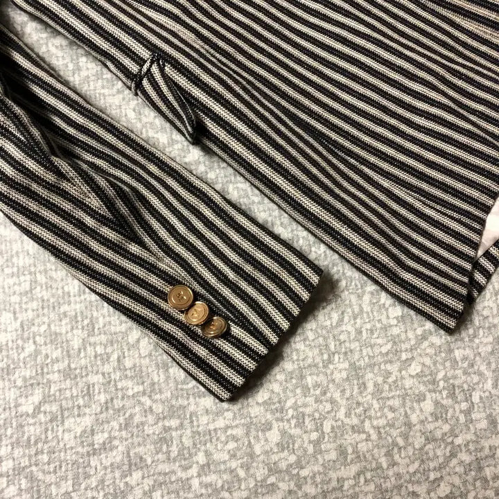 [SOLD OUT] 모조에스핀 금장 로고 단추 스트라이프 자켓 재킷 출근룩 올드머니룩