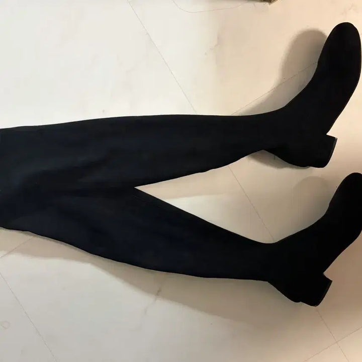 [BUNJANG] Suede Knee High Socks Long Boots 240 Black / 스웨이드 니하이 삭스 롱부츠 240 블랙