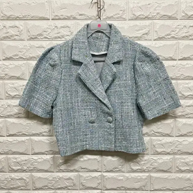[BUNJANG] Tweed Cropped Short Sleeve Jacket / ㅌ272 트위드 반팔 크롭 자켓