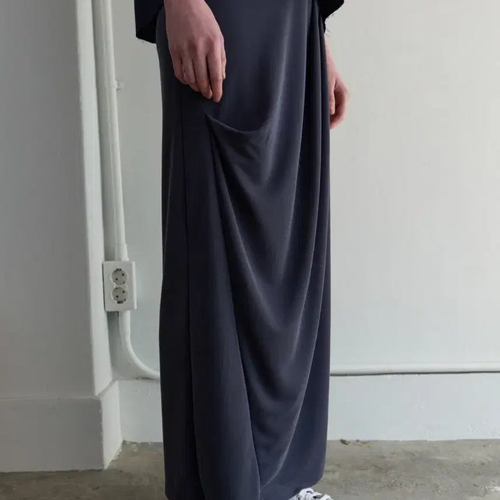 [BUNJANG] Pica Draped Maxi Skirt - Navy / Pica DRAPED MAXI SKIRT navy 파이카 치마 스커트