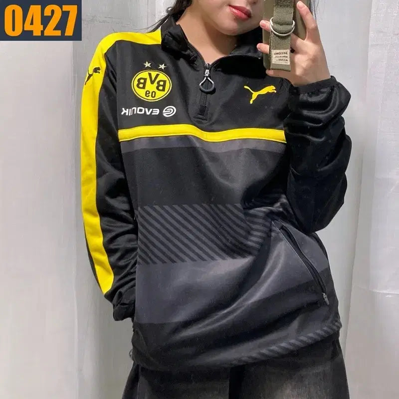 [BUNJANG] Puma Dortmund Half-Zip Training Track Top / 95 PUMA 퓨마 도르트문트 반집업 트레이닝 트랙탑 M