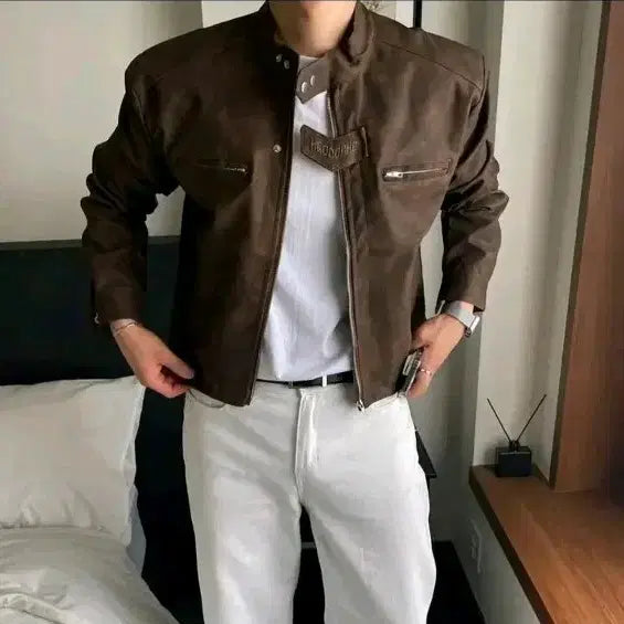 [BUNJANG] Brown Leather Jacket / 특가) 브라운레더자켓