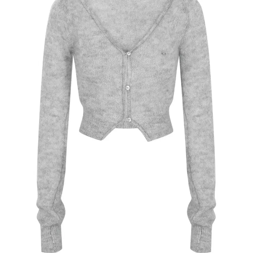 [BUNJANG] Pale Jade Hairy Button Point Knit Cardigan / 페일제이드 Hairy Button Point Knit Cardi