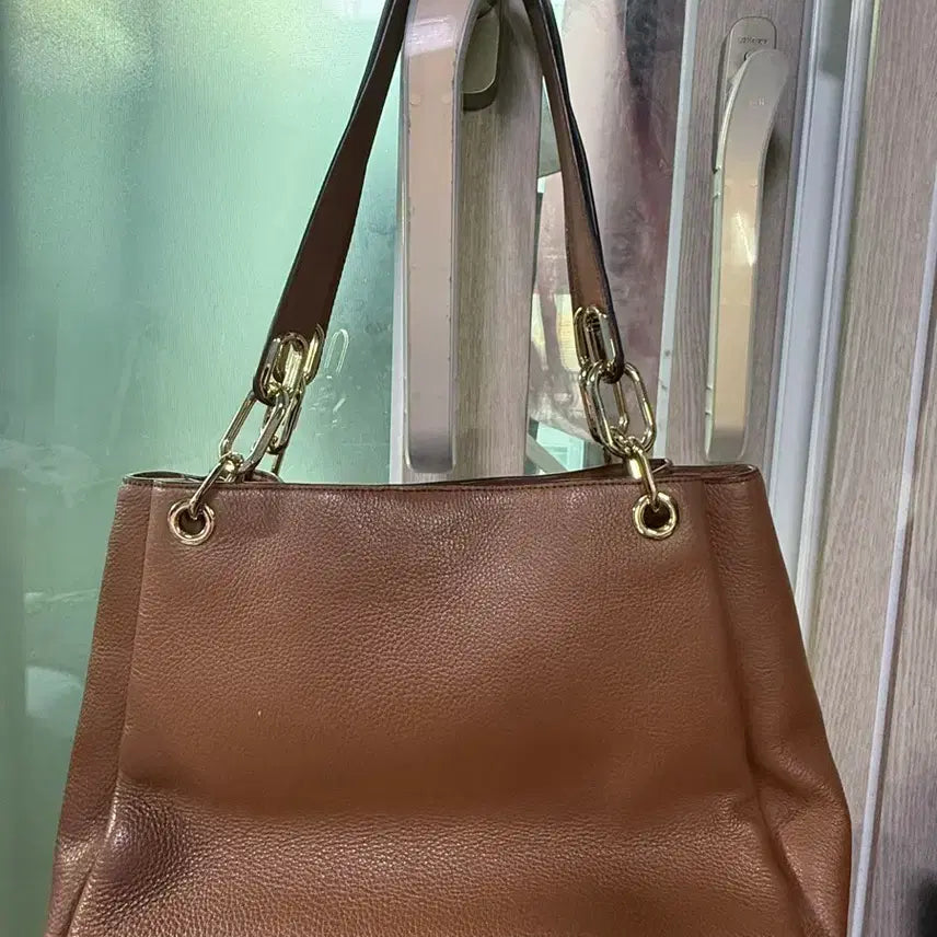[BUNJANG] Michael Kors Genuine Leather Brown Shoulder Bag / 정품 마이클코어스 통가죽 브라운 숄더백