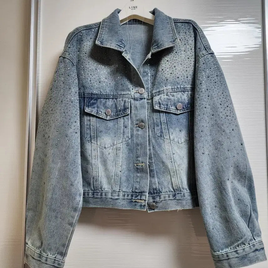 [BUNJANG] Rhinestone Denim Jacket / 라인 스톤 데님 청자켓ㅡ새상품