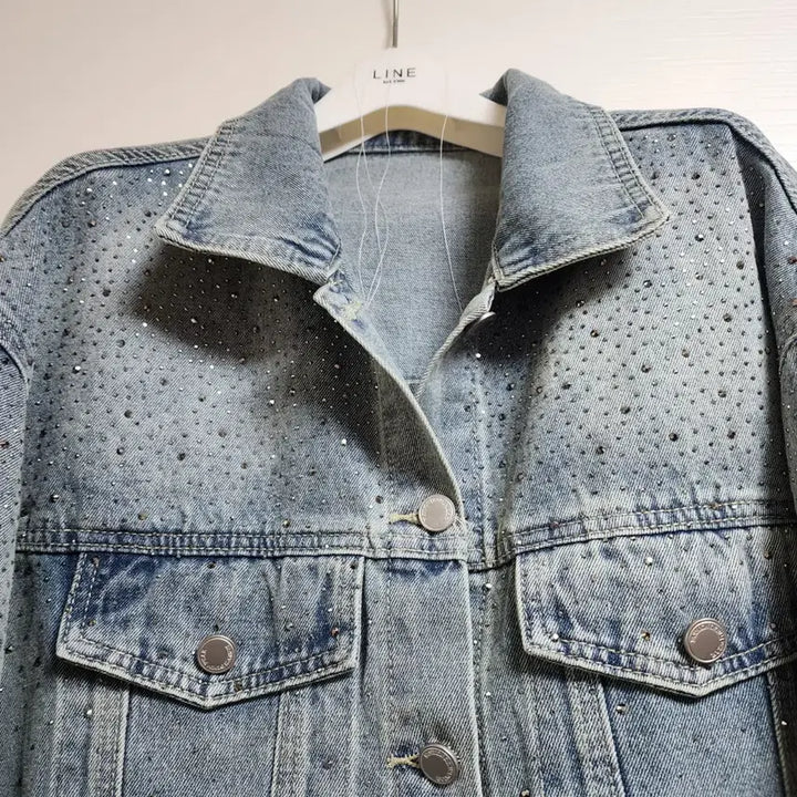 [BUNJANG] Rhinestone Denim Jacket / 라인 스톤 데님 청자켓ㅡ새상품