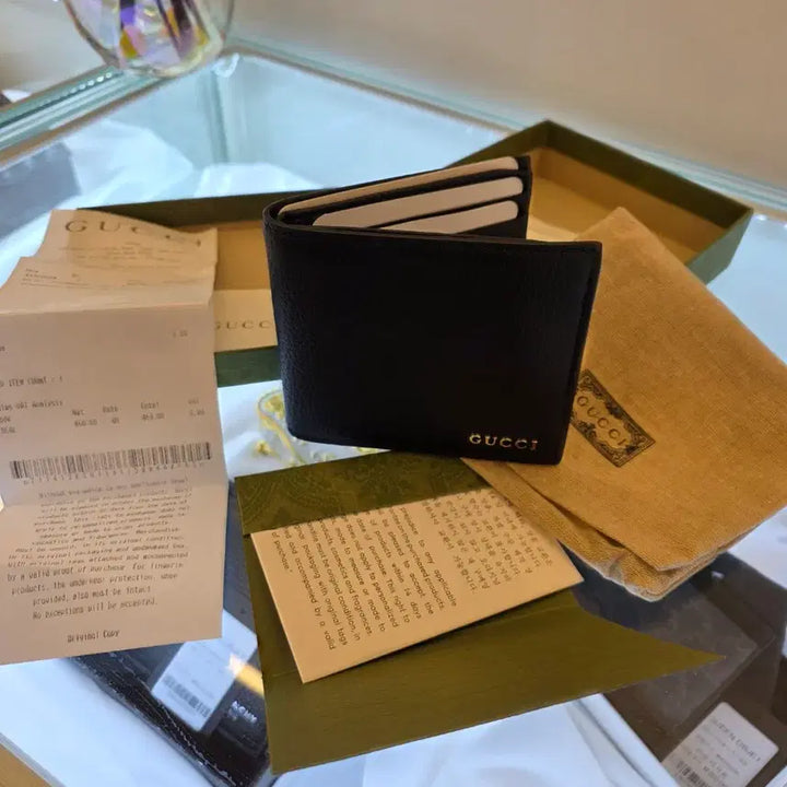 [BUNJANG] [새상품/풀구성] 구찌 로고 가죽 가이드 가 가죽 반지갑 / [새상품/풀구성] 구찌 로고 가죽 가이드 가 가죽 반지갑
