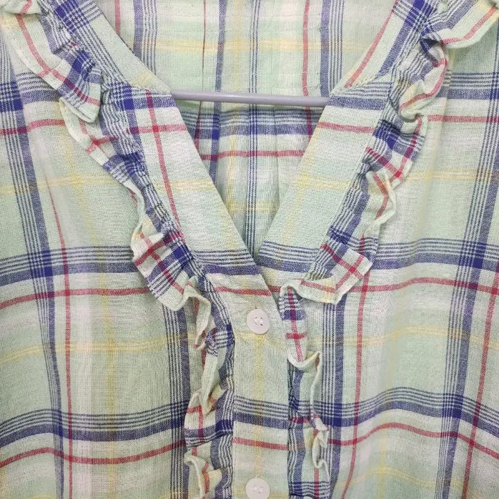 [BUNJANG] Gingham Check Frill Blouse / 게스체크블라우스