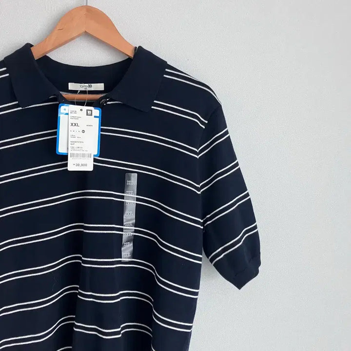 [SOLD OUT] 탑텐 여성 수피마코튼 폴로 반팔 니트 네이비