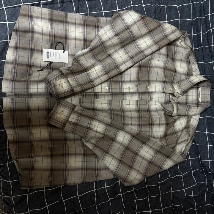 [BUNJANG] Auralee 23FW Super Light Wool Check Shirt (Light Brown) / 오라리 23fw 슈퍼라이트 울 체크셔츠 (라이트브라운)