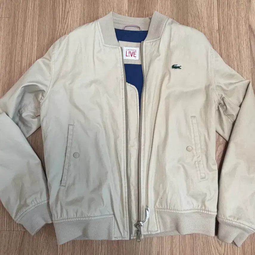 [BUNJANG] Lacoste Live Bomber Jacket Beige Cotton / 라코스테 LIVE 봄버 자켓 (50 사이즈)
