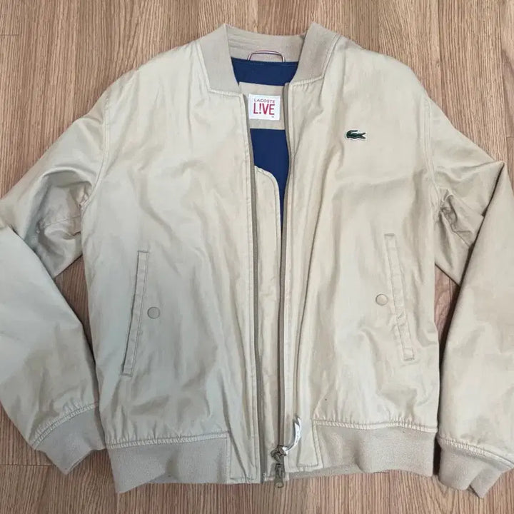 [BUNJANG] Lacoste Live Bomber Jacket Beige Cotton / 라코스테 LIVE 봄버 자켓 (50 사이즈)
