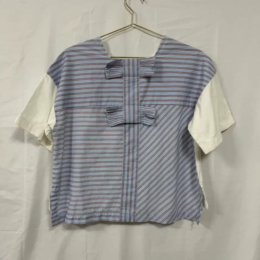 [SOLD OUT] 럭키슈에뜨 백리본 스트라이프 배색 반팔