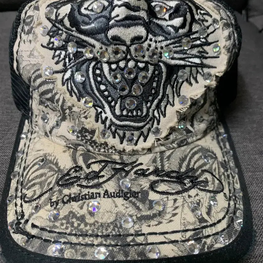 [BUNJANG] Ed Hardy Swarovski Mesh Snapback Hat / Ed Hardy  에디하디 스냅백 스와로브스키 모자