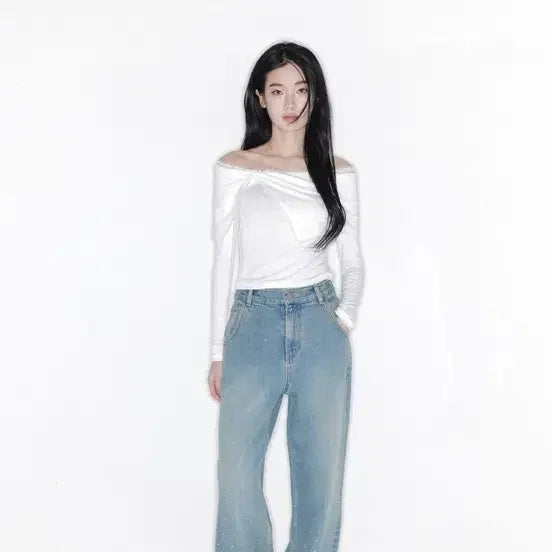[BUNJANG] The Dertys Crystal Twinkle Denim S Long Version / 더티스 크리스탈 트윙클 데님 S 롱버전