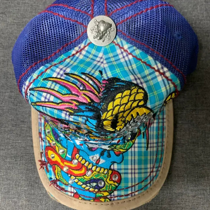 [BUNJANG] Ed Hardy Swarovski Embellished Snapback Hat / Ed Hardy  에디하디 스냅백 스와로브스키 모자