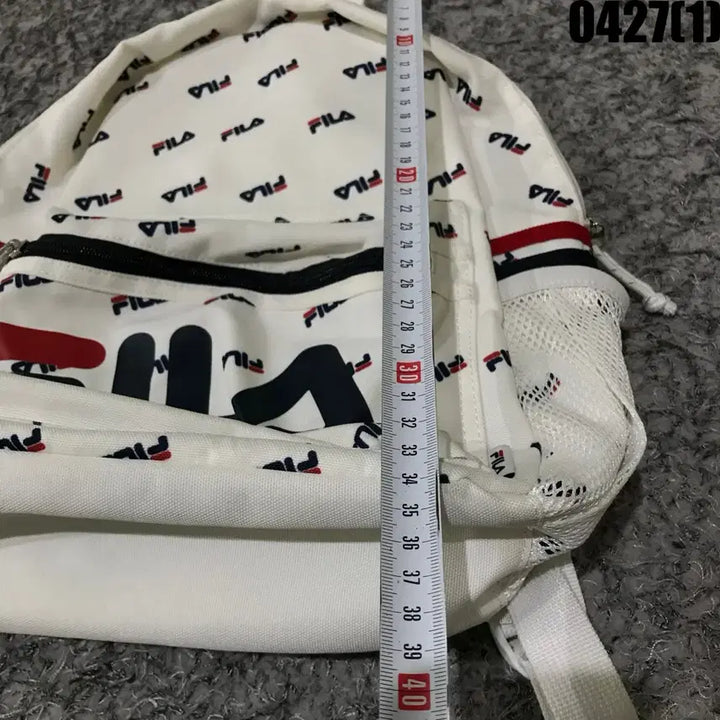 [SOLD OUT] 휠라 FILA 로고 패턴 백팩 화이트