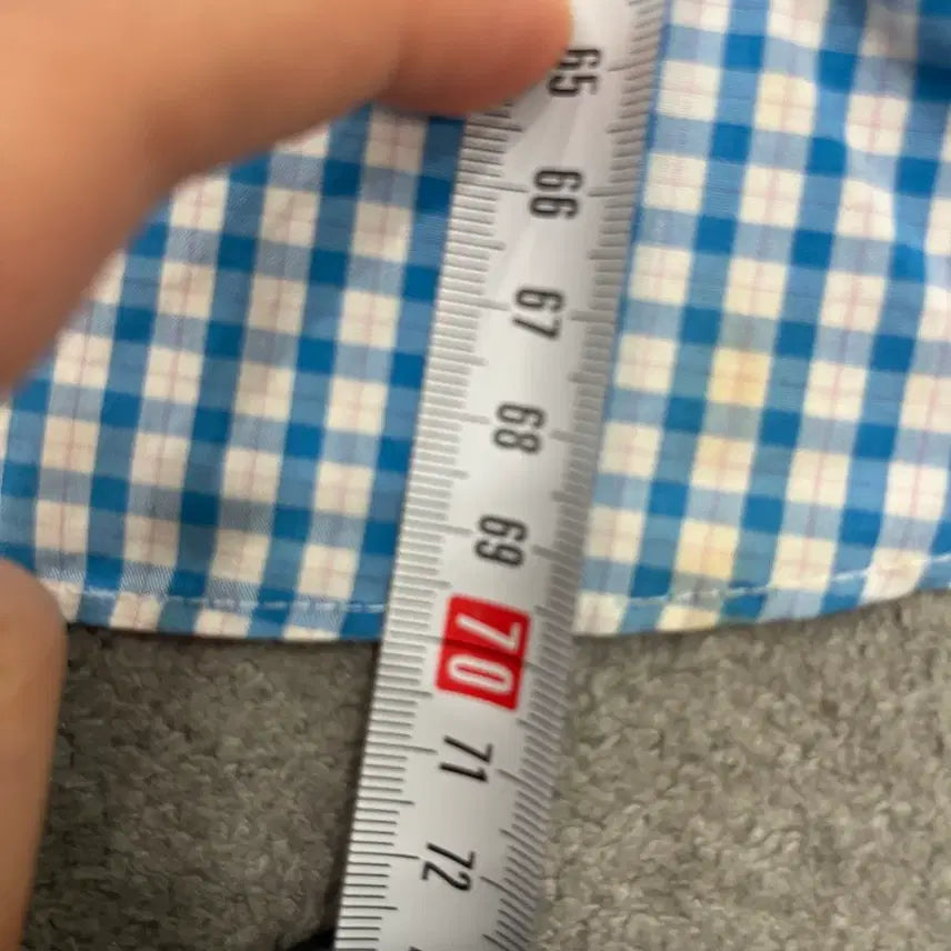 [BUNJANG] 100 루이까또즈 블루 체크 반팔 셔츠 / 100 루이까또즈 블루 체크 반팔 셔츠