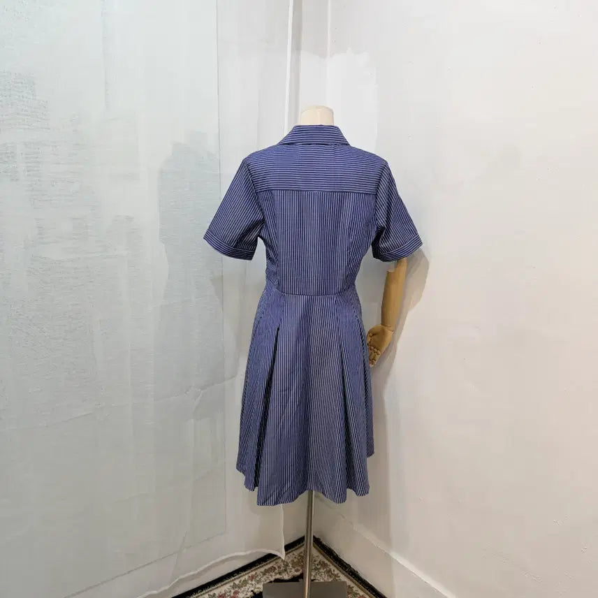 [BUNJANG] Striped Short Sleeve Dress / 줄무늬 스트라이프 반팔셔츠원피스 롱원피스 4457