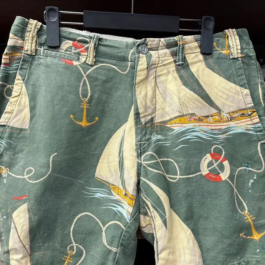 [BUNJANG] 90s 폴로 랄프로렌 아카이브 페이딩 노티컬 패턴 쇼츠팬츠 N1279 / 90s 폴로 랄프로렌 아카이브 페이딩 노티컬 패턴 쇼츠팬츠 N1279