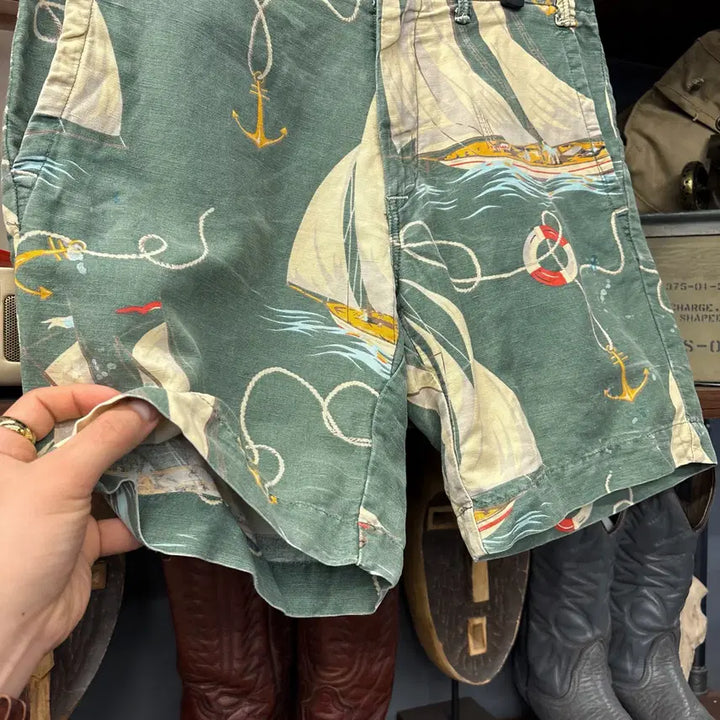 [BUNJANG] 90s 폴로 랄프로렌 아카이브 페이딩 노티컬 패턴 쇼츠팬츠 N1279 / 90s 폴로 랄프로렌 아카이브 페이딩 노티컬 패턴 쇼츠팬츠 N1279