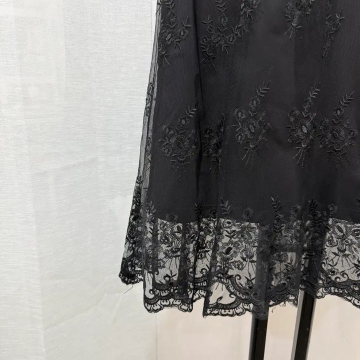 [BUNJANG] 레이스 쉬폰 블랙 롱치마 빈티지스커트 4463 / 레이스 쉬폰 블랙 롱치마 빈티지스커트 4463