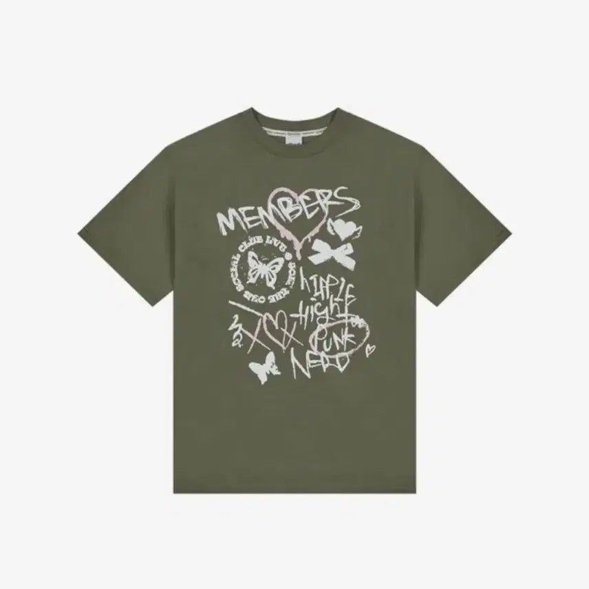 [SOLD OUT] 러브이즈트우 카키색 프린팅 반팔
