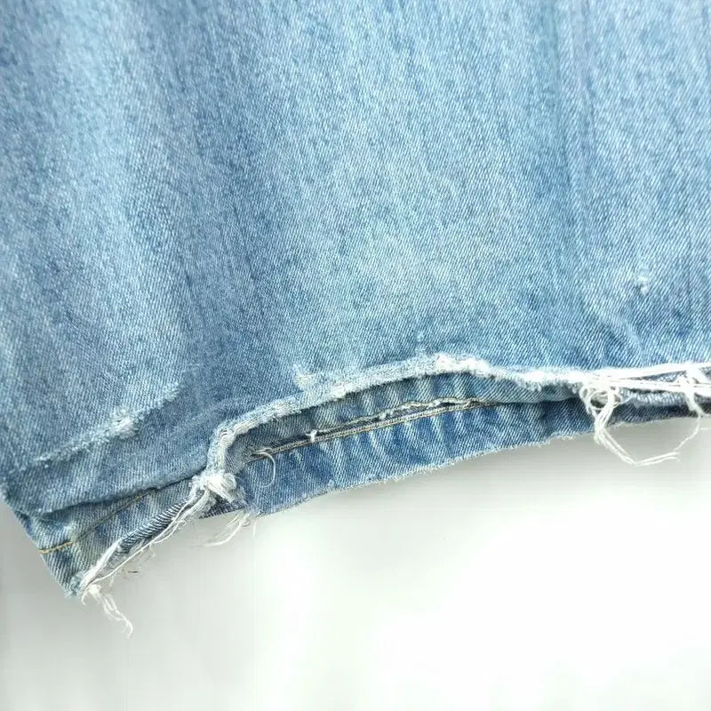 [BUNJANG] 선데이오프클럽 24 S/S 더블 웨이스트 디스트레스드 데님 M20233 / 선데이오프클럽 24 S/S 더블 웨이스트 디스트레스드 데님 M20233