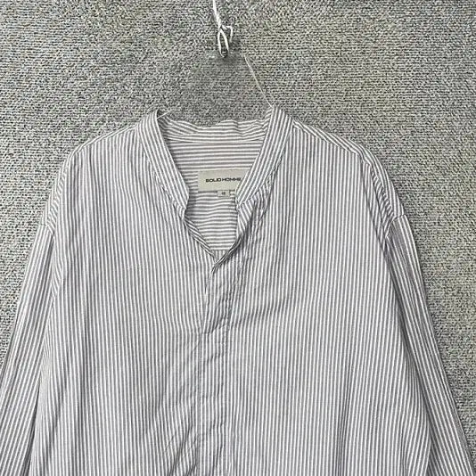 [BUNJANG] Solid Homme Striped Light Blue China Neck Shirt / 솔리드옴므 스트라이프 라이트 블루 차이나넥 셔츠 100
