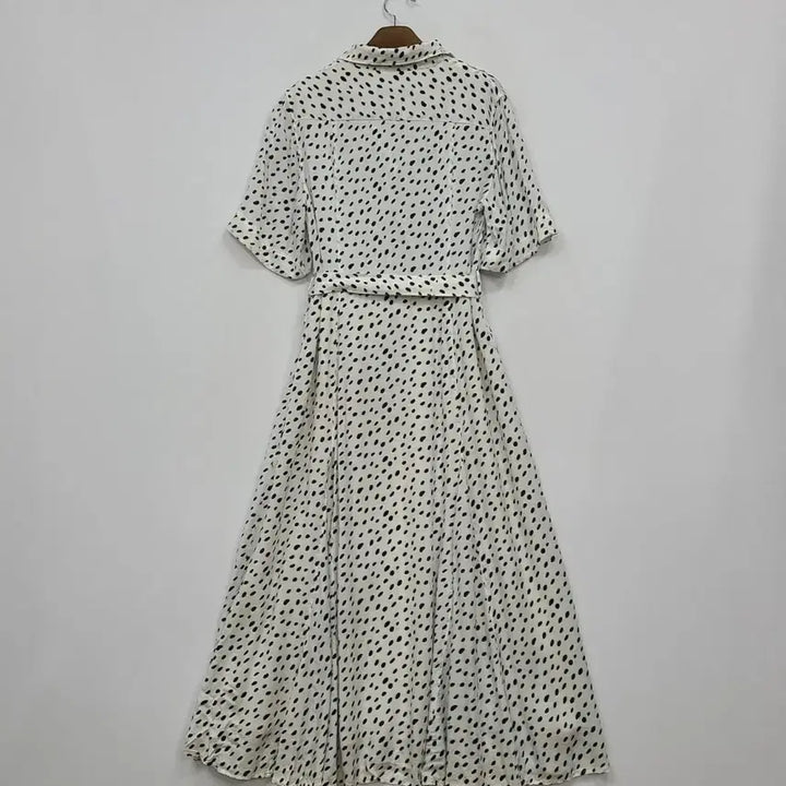 [BUNJANG] Beanpole Alice White Dot Long Dress / 빈폴 화이트 도트 반팔 롱 원피스/95/앨리스/1103