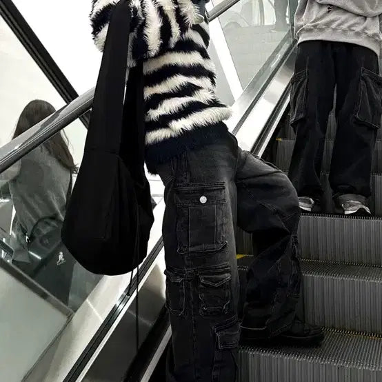 [BUNJANG] KOSIHARU Pigment Multi Cargo Denim Pants / 코시하루 피그먼트 멀티 카고 데님 팬츠