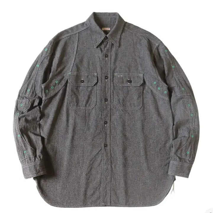 [BUNJANG] Kapital Header Chambray Bone Patch Ventilator Shirt / 미개봉 새상품 [3] 캐피탈 헤더 샴브레이 본 패치 벤틸레이터 셔츠