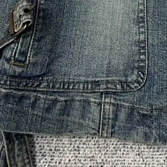 [BUNJANG] Vintage Y2K Washed Denim Jacket (Size 100) / 빈티지 워싱 Y2K 디테일 차이나넥 데님 자켓 100