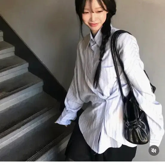 [BUNJANG] kirev 키레브 스트라이프 하늘색 셔츠 / kirev 키레브 스트라이프 하늘색 셔츠