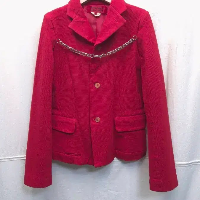 [BUNJANG] Comme des Garcons Red Chain Embellished Jacket / 꼼데가르송 레드 체인 장식 자켓