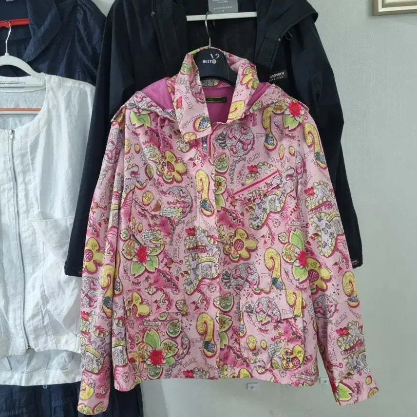 [BUNJANG] Oilily Pink Pattern Hooded Jacket / Oilily 핑크 패턴 후드 자켓