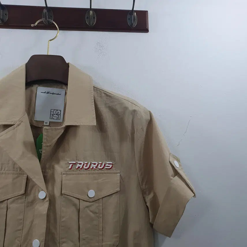 [SOLD OUT] 66 에고이스트 여성 베이지 여름 얇은 반팔 카라 점프수트