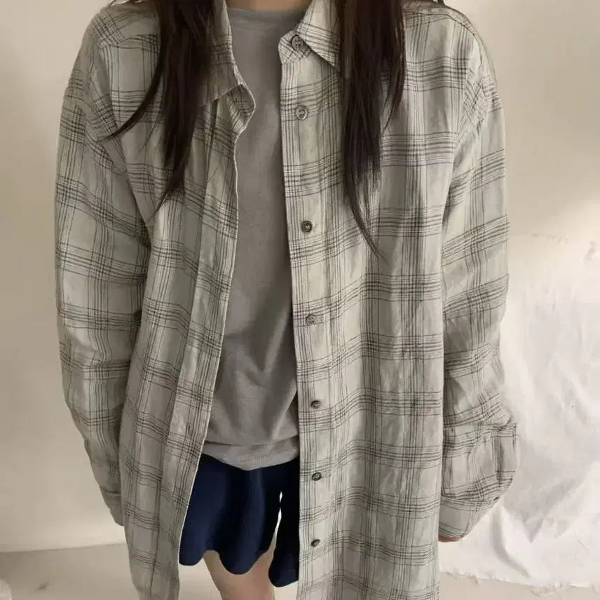 [BUNJANG] Long Sleeve Checkered Shirt / 긴팔 체크 남방 셔츠
