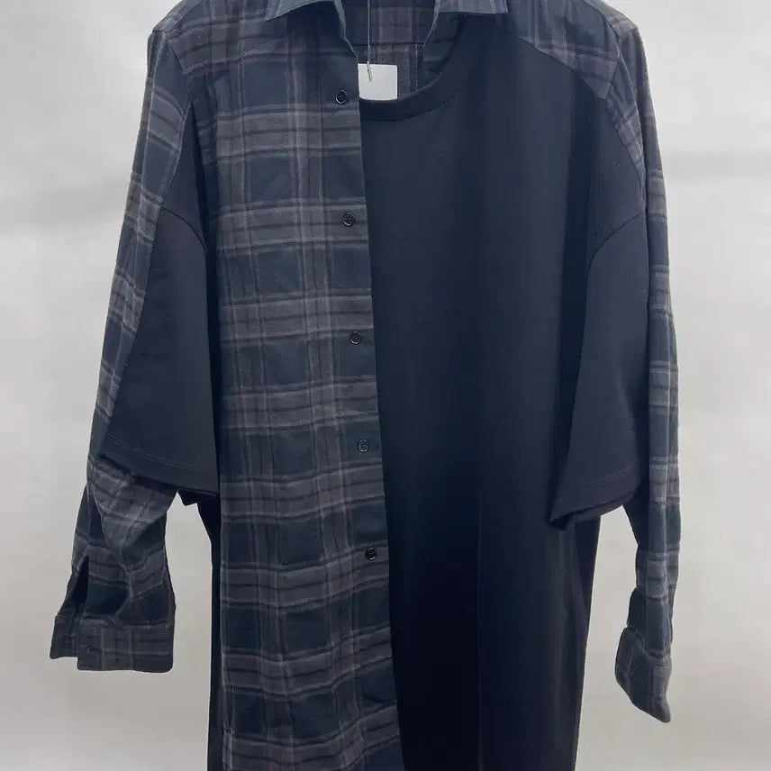 [BUNJANG] System Homme Check Mix T-shirt / 시스템옴므 체크셔츠 믹스 티셔츠