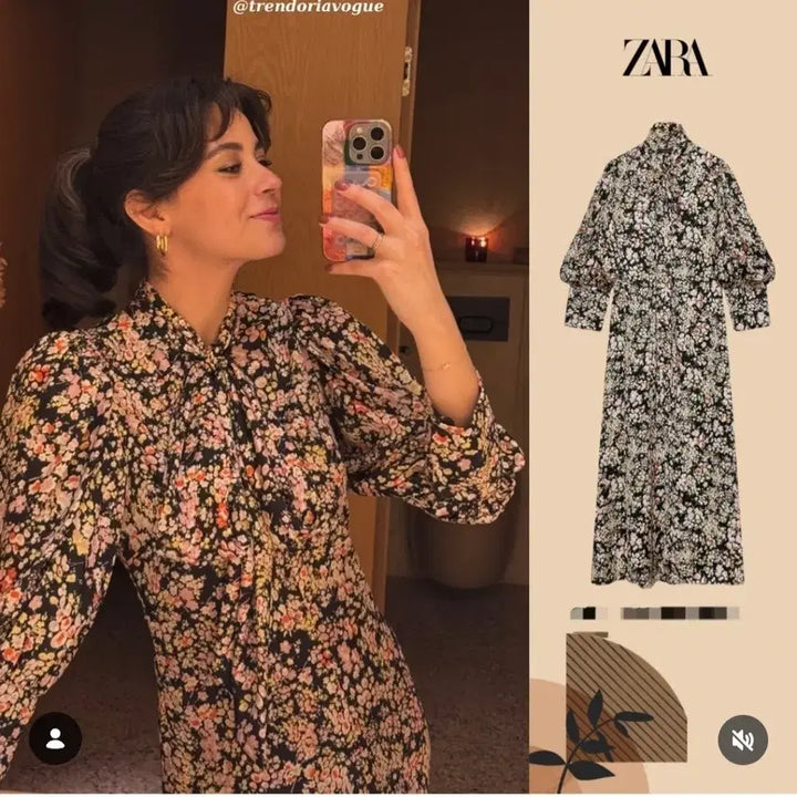 [BUNJANG] Zara Floral Pattern Midi Dress / 11만원짜리 새상품 Zara 자라 플라워 패턴 원피스