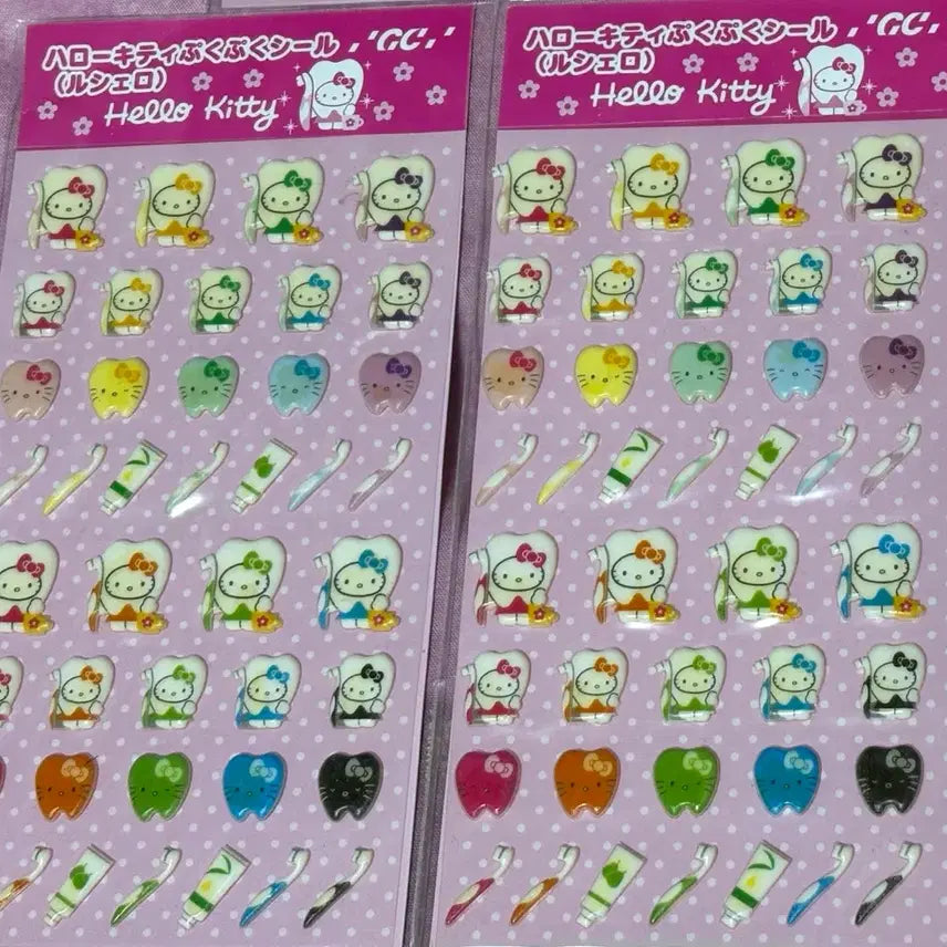 [BUNJANG] Vintage Hello Kitty Molar Sticker + Non-Duplicated Random Memo Pad Set (30 sheets) / [최종 인하/반택포] 고전키티 어금니 스티커+무중복 랜덤 메모지 30장