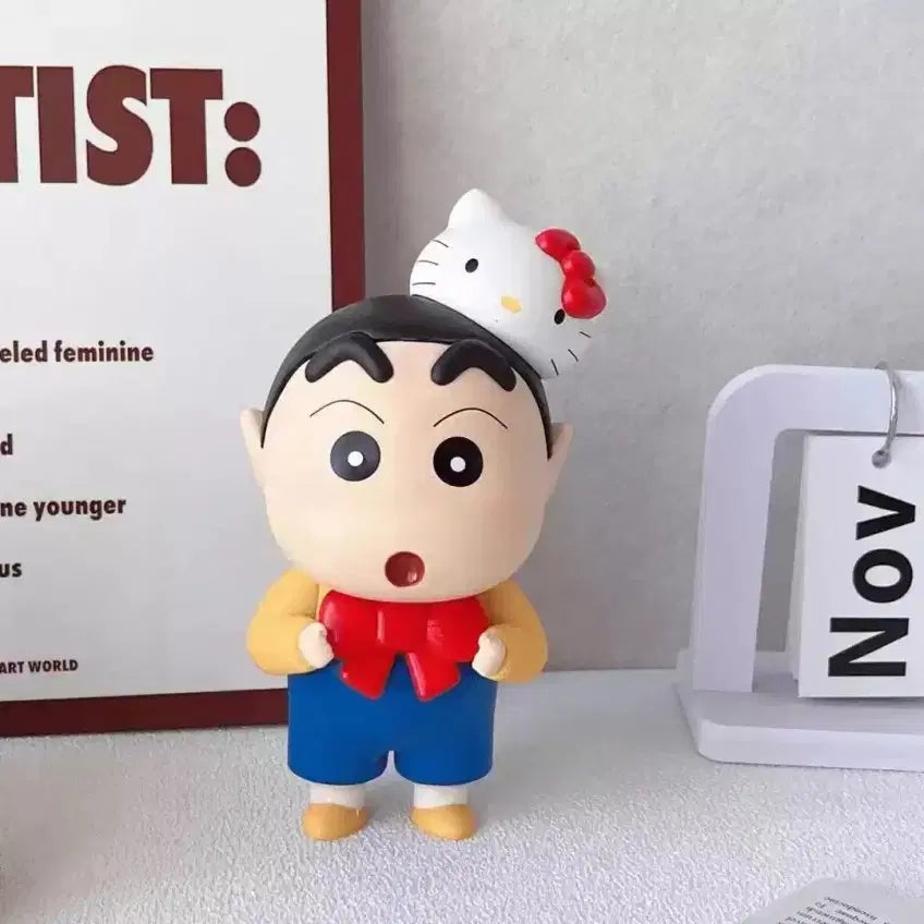[BUNJANG] Crayon Shin-chan Hello Kitty Figure 18CM / 짱구 헬로키티 콜라보 피규어 18CM(미개봉)