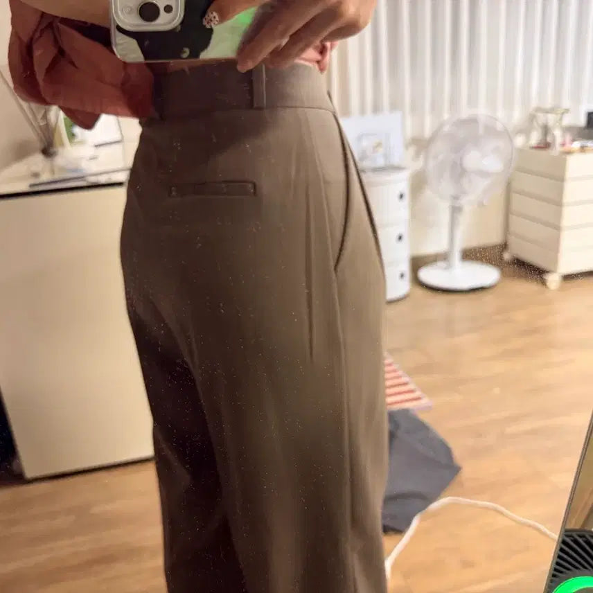 [BUNJANG] Pintuck Wide Slacks Brown S / 새상품) 핀턱 와이드 슬랙스 브라운 S