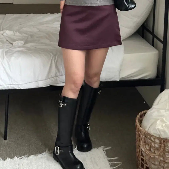 [BUNJANG] Wine Red Mini Skirt / 와인색 미니스커트s