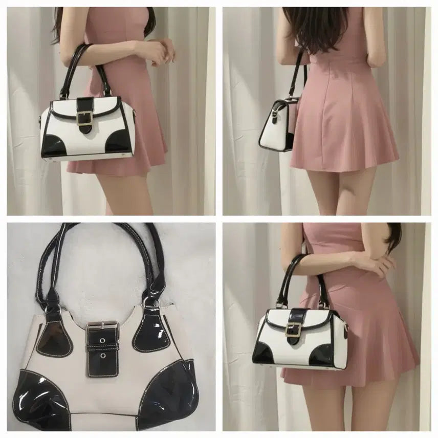 [BUNJANG] Black and White Shoulder Bag Tote Bag / 블랙 앤 화이트 숄더백 토트백
