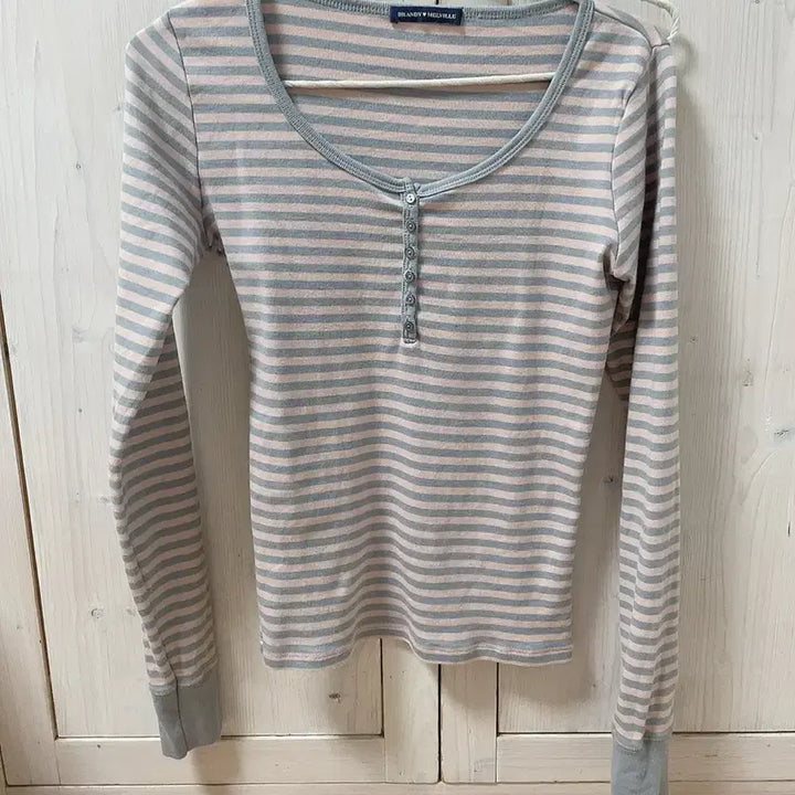 [SOLD OUT] 브랜디멜빌 핑크 그레이 스트라이프 젤리 긴팔 티셔츠