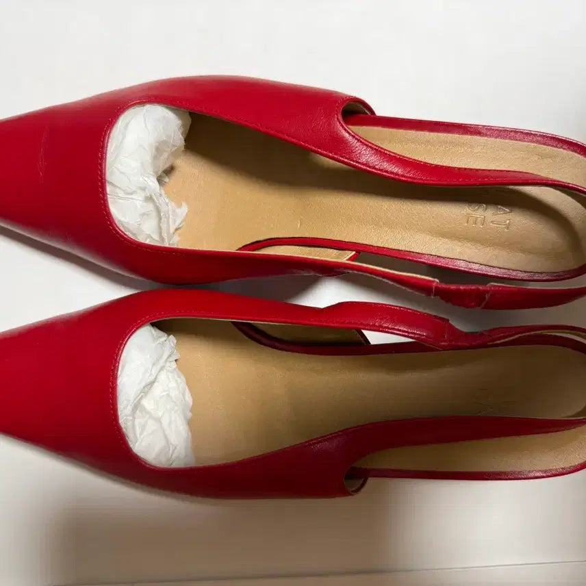 [BUNJANG] Handmade Leather Slingback Mules - Red, Size 245 / (1회착용)플랫베이스 슬링백 레드 245