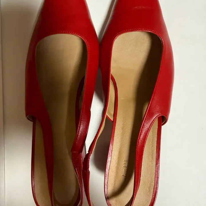 [BUNJANG] Handmade Leather Slingback Mules - Red, Size 245 / (1회착용)플랫베이스 슬링백 레드 245